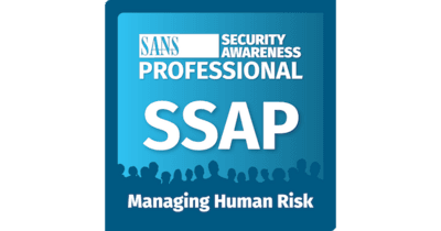 SANS Security Awareness Professional (SSAP) badge